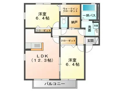 グランルーチェAB(2LDK/2階)の間取り写真