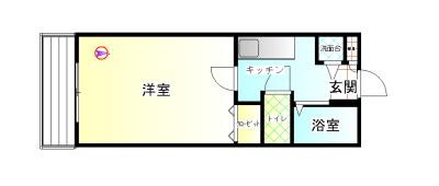 レジデンス西(1K/3階)の間取り写真