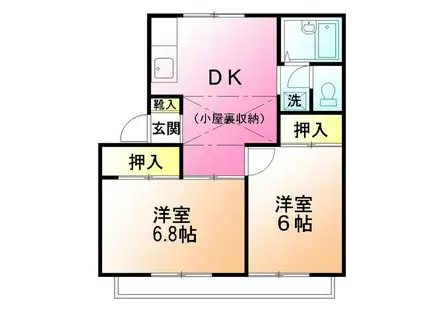 ドミール鶴川(2DK/2階)の間取り写真