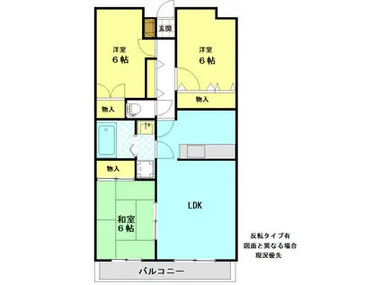 常豊共同ビル(3LDK/2階)の間取り写真