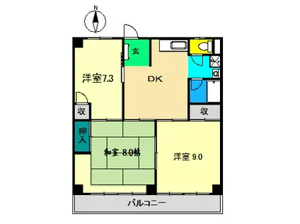 ロイヤルガーデンI(3DK/1階)の間取り写真