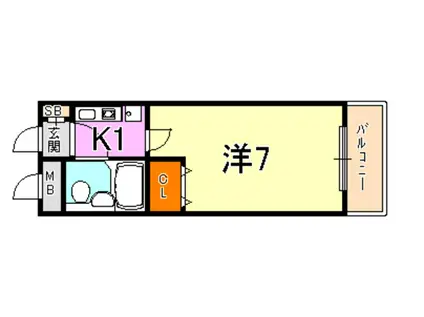 ダイドーメゾン園田2(1K/2階)の間取り写真
