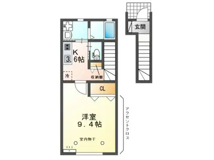 ロンターノ(1K/2階)の間取り写真