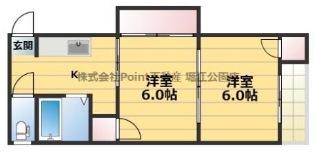 東豊中ハイツ(2K/4階)の間取り写真