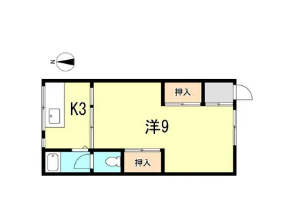 ジョイフル宮丘(1K/1階)の間取り写真