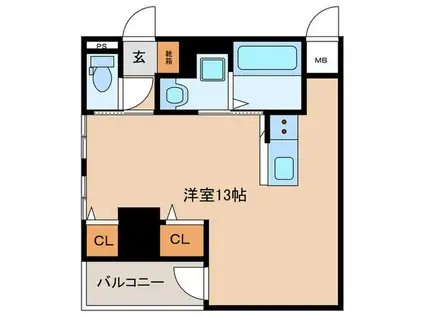 APエルテージ西新(ワンルーム/5階)の間取り写真