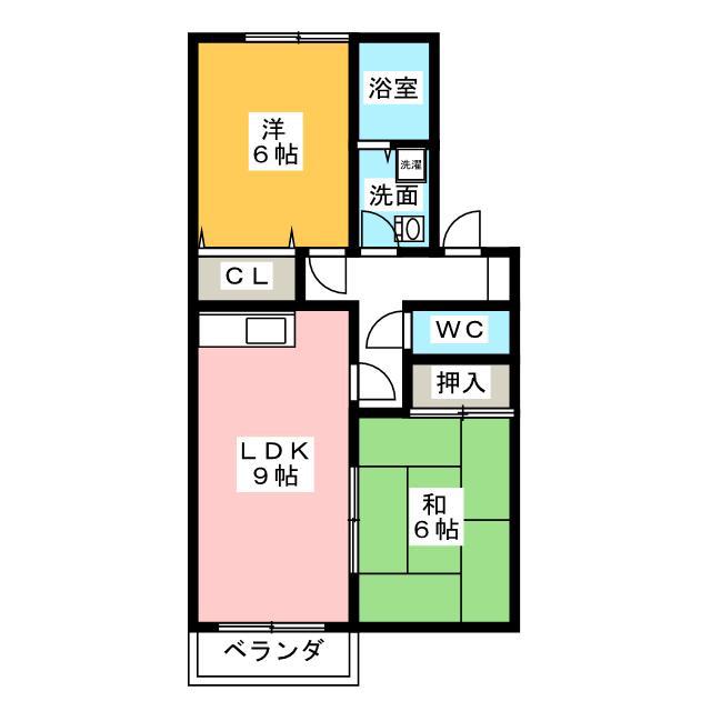 グレイス・ベル(2LDK/2階)の間取り写真