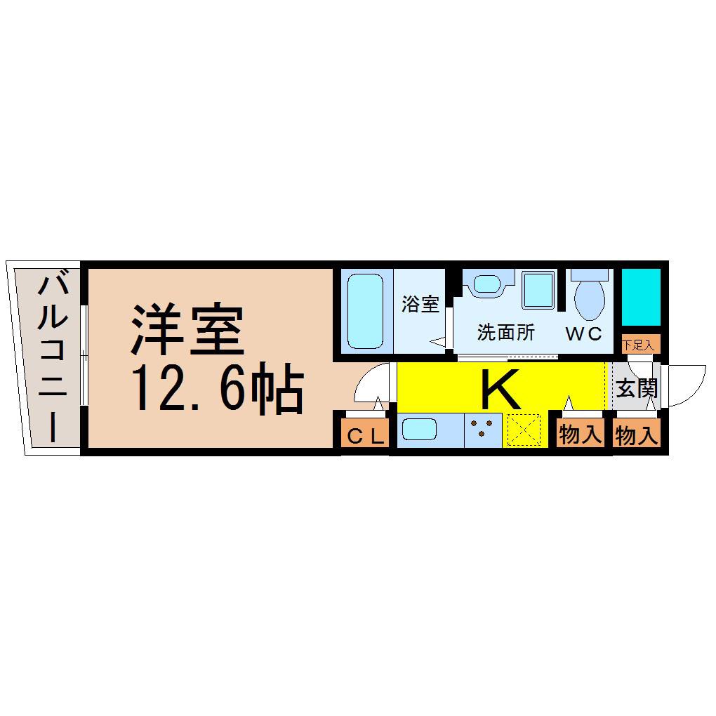 ベルドミール橘(1K/3階)の間取り写真