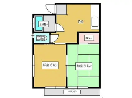 メゾンヤマモト(2DK/1階)の間取り写真