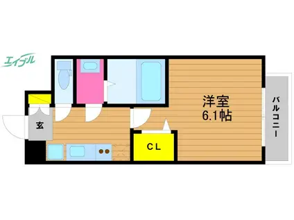 プレサンス岡山駅前(1K/7階)の間取り写真