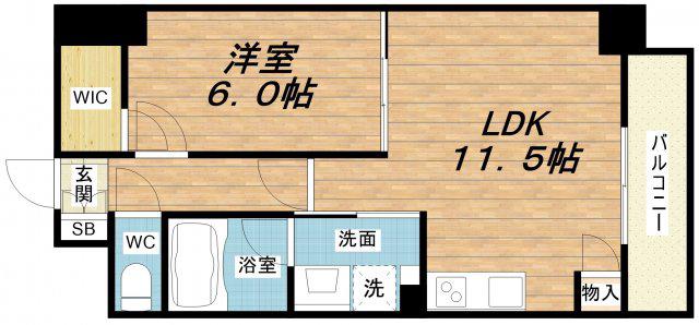 アプリーレ堺筋本町(1LDK/4階)の間取り写真