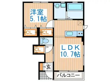 フェリーチェ荒井S(1LDK/1階)の間取り写真