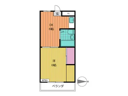 育生ハイツ(1DK/2階)の間取り写真