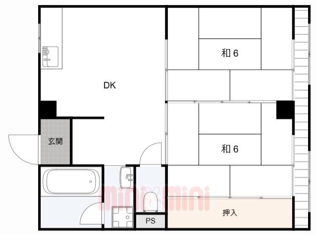 成和コーポ(2DK/2階)の間取り写真
