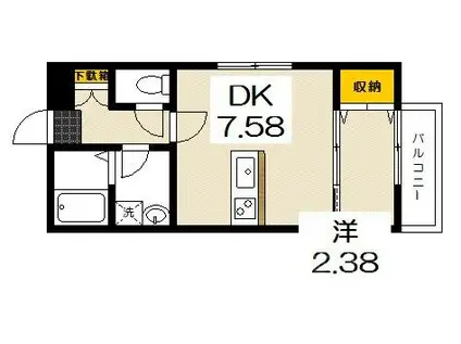 セブンプロート五日市リバーサイドII(1DK/1階)の間取り写真