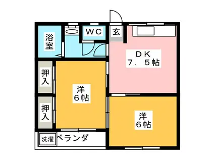 TIハイツ(2DK/1階)の間取り写真