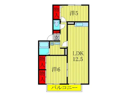 ラフィネF(2LDK/2階)の間取り写真