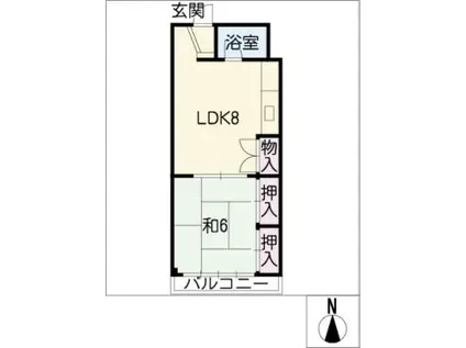 コーポ・ラッキー(1LDK/2階)の間取り写真