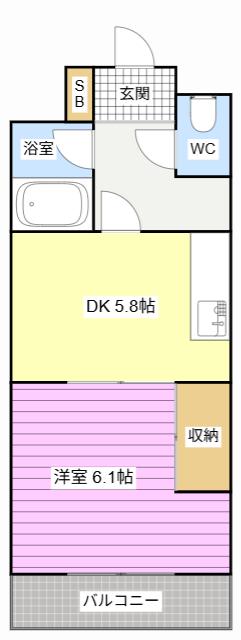 プリメーラ富塚(1DK/2階)の間取り写真
