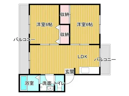 豊岡マンション(2LDK/2階)の間取り写真