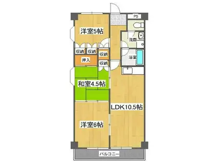 第14柴田マンション(3LDK/2階)の間取り写真