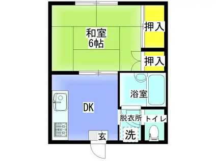 ベルメゾン高木(1DK/1階)の間取り写真