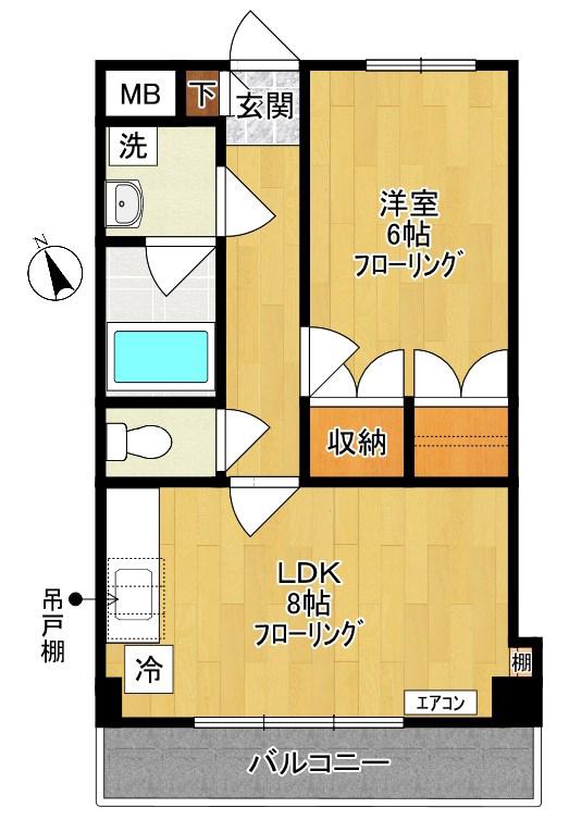 メゾン梨花I(1LDK/2階)の間取り写真