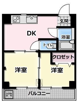 オリーブコート三吉2(2K/3階)の間取り写真