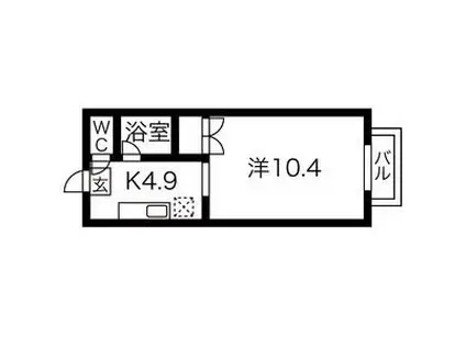 プレステージ風(1K/2階)の間取り写真