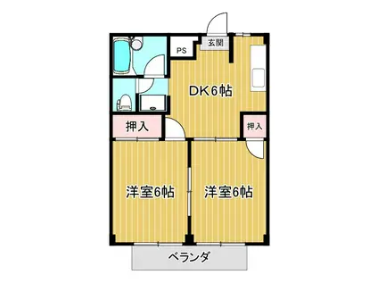 シティーハイツEI(2DK/1階)の間取り写真