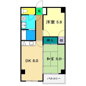 コーポ向日葵(2DK/1階)の間取り写真