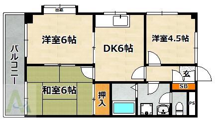 シャロン長田(3DK/1階)の間取り写真