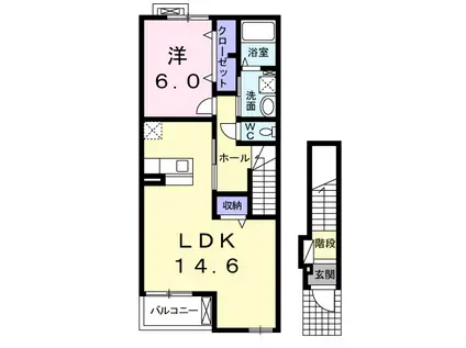 スカイヒル(1LDK/2階)の間取り写真