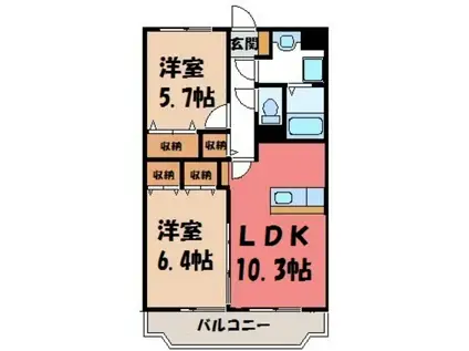 Y&Mディア古河(2LDK/3階)の間取り写真