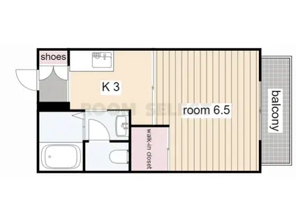 ボナールII(1K/1階)の間取り写真