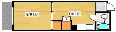 和秀舟入本町ビル(1DK/3階)の間取り写真