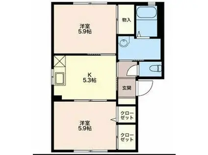 マティーナ(2DK/1階)の間取り写真