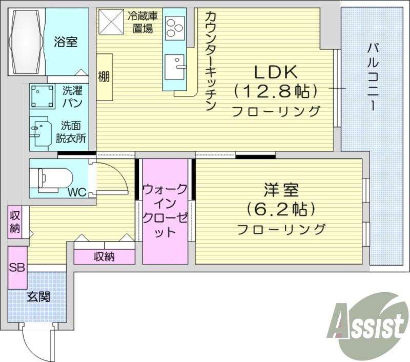 CAMELOTイースト(1LDK/2階)の間取り写真