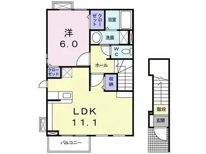 ライジングコート I(1LDK/2階)の間取り写真