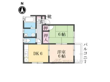 ビレッジ堀川(2DK/2階)の間取り写真