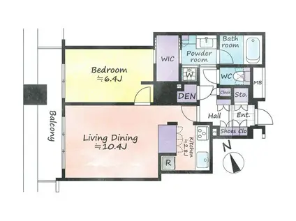 西早稲田シティタワー(1LDK/14階)の間取り写真