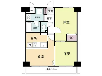 コンフォール・エスティオ(2DK/2階)の間取り写真