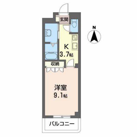 アセント西原(1K/1階)の間取り写真