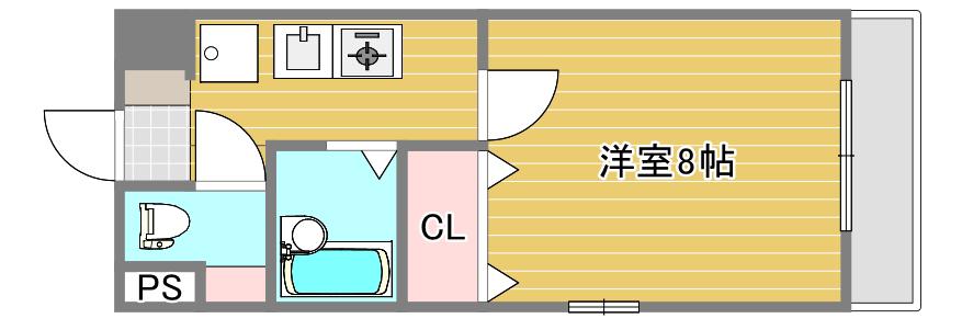 庚午坂本ビル(1K/3階)の間取り写真