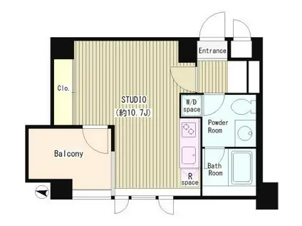 ビクトリア プレイス(ワンルーム/3階)の間取り写真