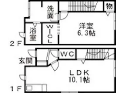 D-BOX山室(1LDK/2階)の間取り写真
