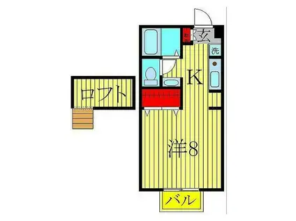 ファミーユ南柏(1K/2階)の間取り写真