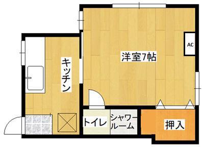 ケンハウスI(1K/1階)の間取り写真