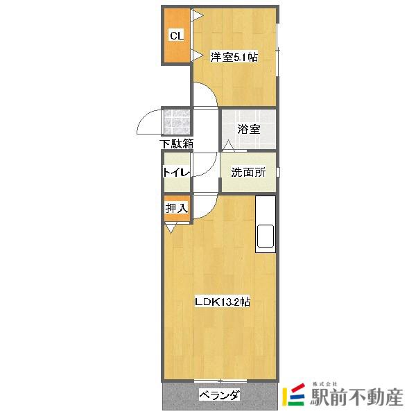 DCフラット(1LDK/2階)の間取り写真
