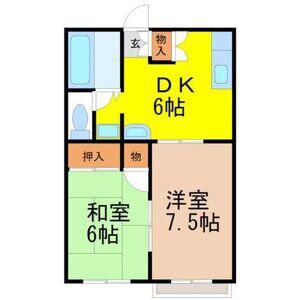 グリーンハイツB(2DK/2階)の間取り写真